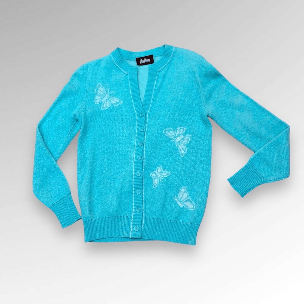 Vintage Boho Butterfly Cardigan Sweater By Dalton Size 6